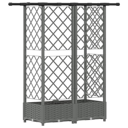 vidaXL Raised Bed with Trellis and Roof Light Grey 124 x 40 x 121 cm