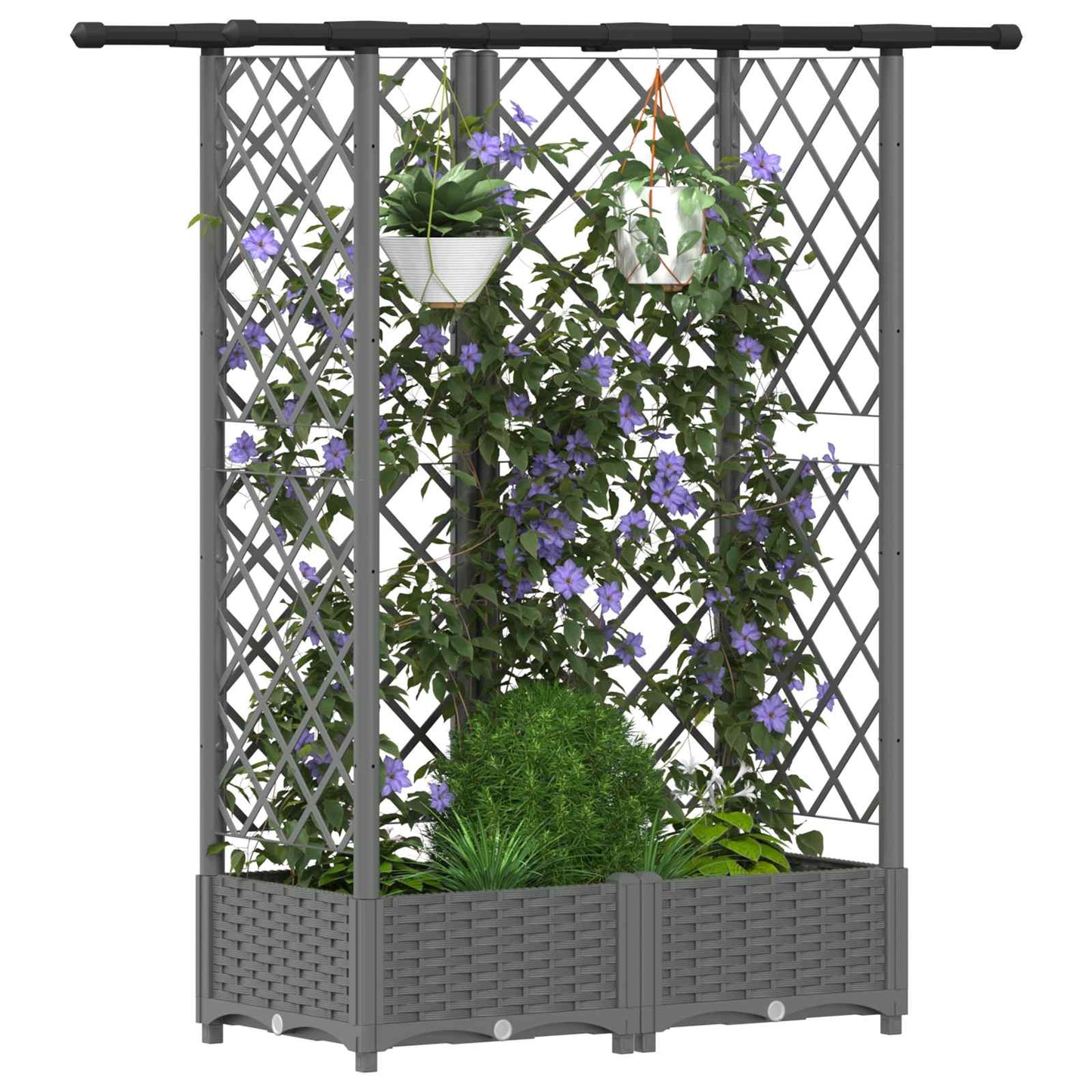 vidaXL Raised Bed with Trellis and Roof Light Grey 124 x 40 x 121 cm