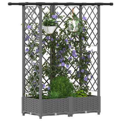 vidaXL Raised Bed with Trellis and Roof Light Grey 124 x 40 x 121 cm