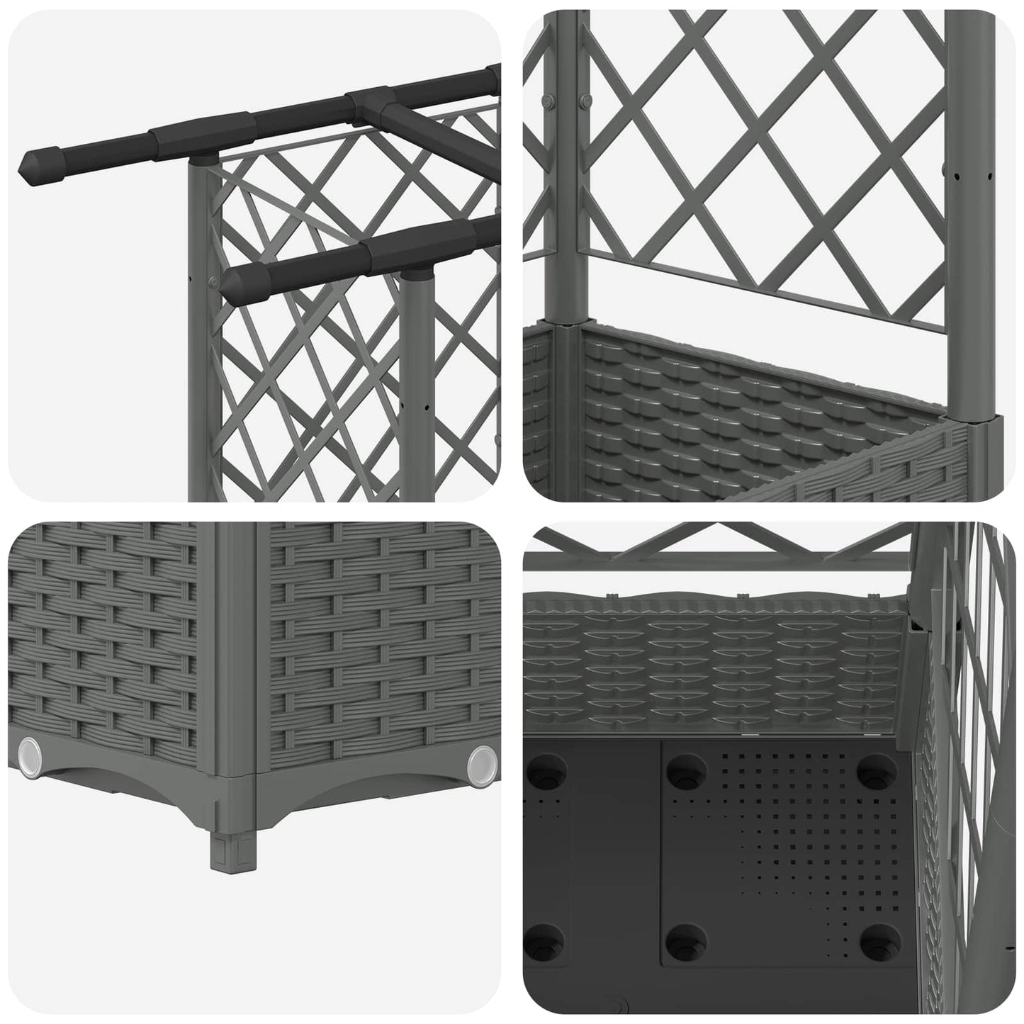 vidaXL Raised Bed with Trellis and Roof Light Grey 164 x 40 x 121 cm
