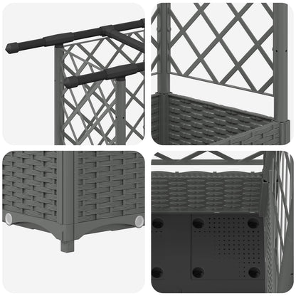 vidaXL Raised Bed with Trellis and Roof Light Grey 164 x 40 x 121 cm
