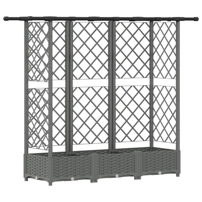 vidaXL Raised Bed with Trellis and Roof Light Grey 164 x 40 x 121 cm