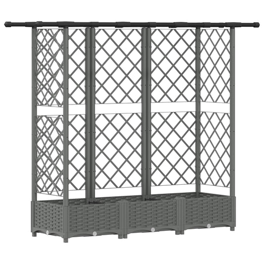 vidaXL Raised Bed with Trellis and Roof Light Grey 164 x 40 x 121 cm