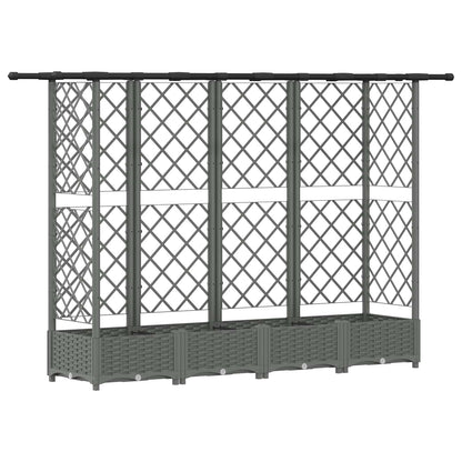 vidaXL Raised Bed with Trellis and Roof Light Grey 202.5 x 40 x 121 cm