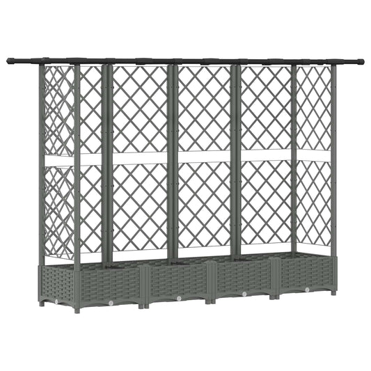 vidaXL Raised Bed with Trellis and Roof Light Grey 202.5 x 40 x 121 cm