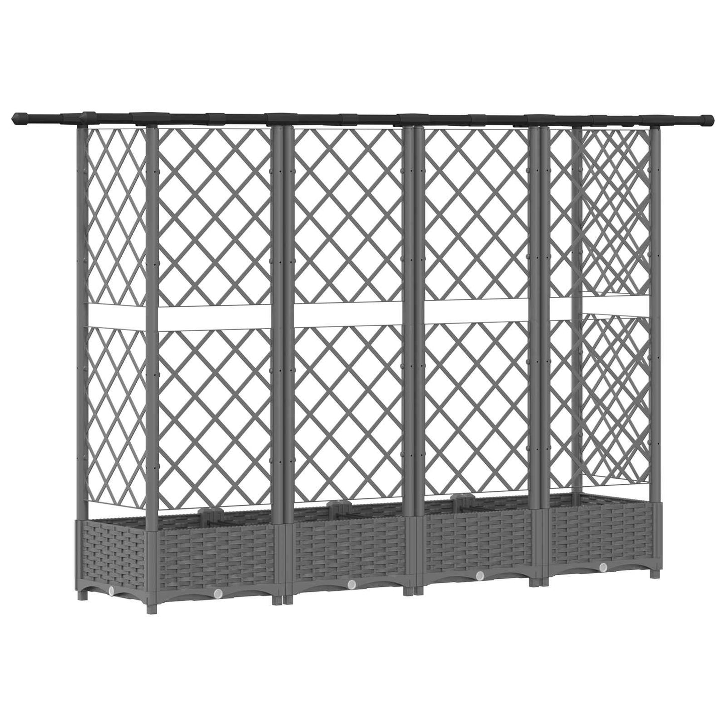 vidaXL Raised Bed with Trellis and Roof Light Grey 202.5 x 40 x 121 cm