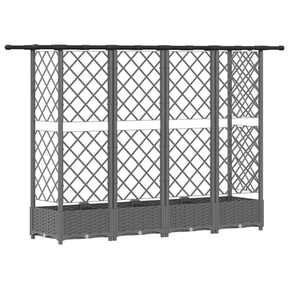 vidaXL Raised Bed with Trellis and Roof Light Grey 202.5 x 40 x 121 cm