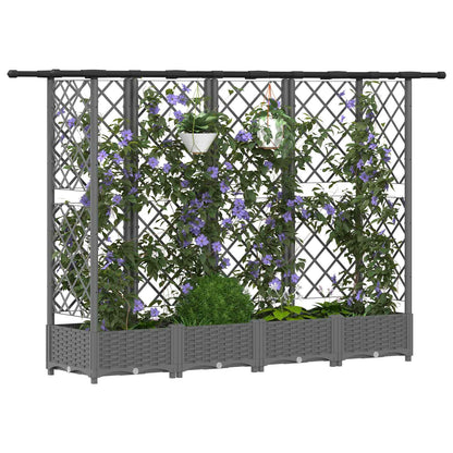 vidaXL Raised Bed with Trellis and Roof Light Grey 202.5 x 40 x 121 cm