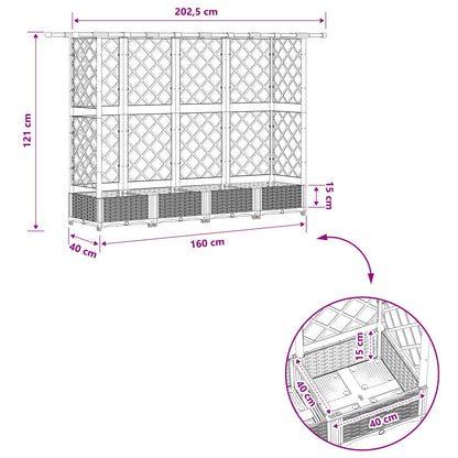vidaXL Raised Bed with Trellis and Roof Light Grey 202.5 x 40 x 121 cm