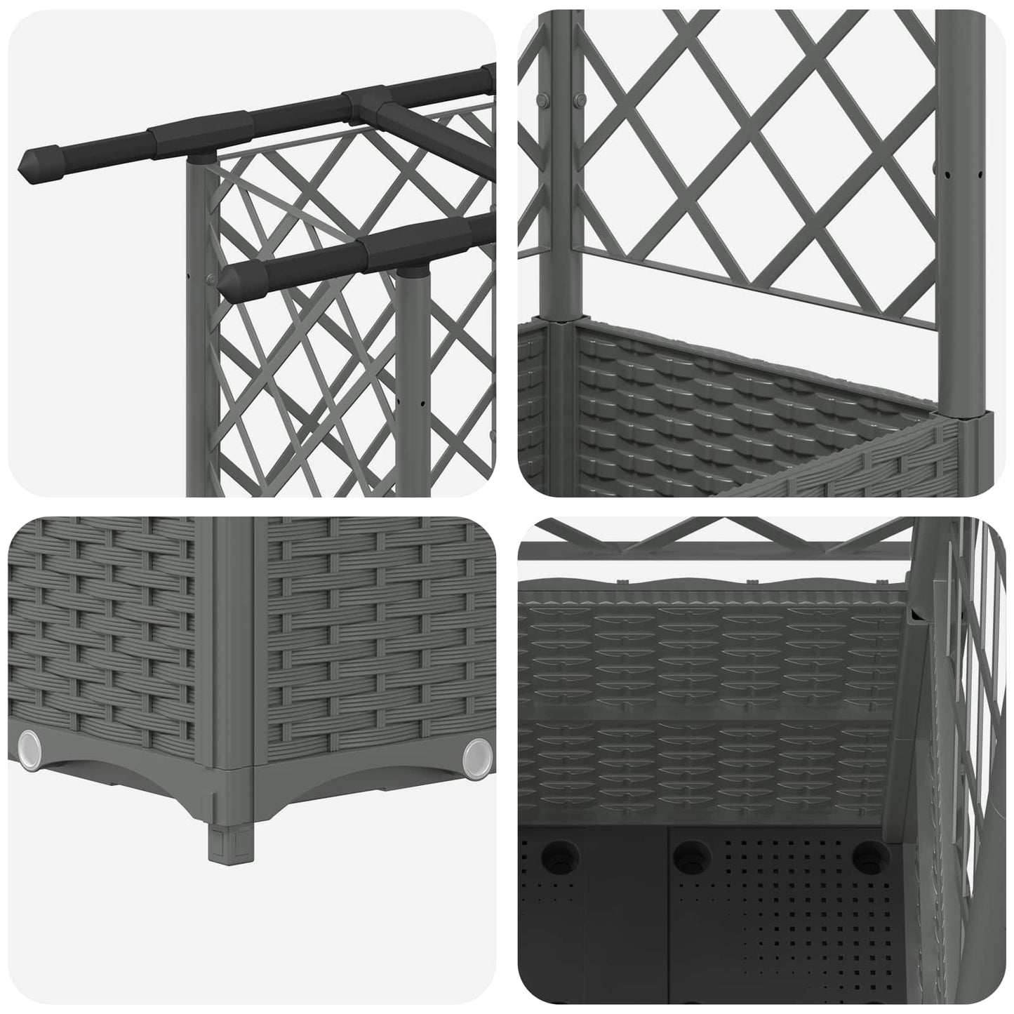 vidaXL Raised Bed with Trellis and Roof Light Grey 124 x 40 x 136 cm