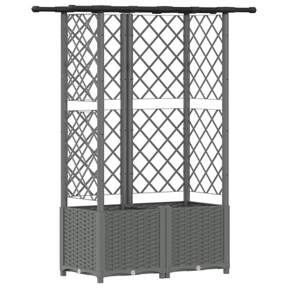 vidaXL Raised Bed with Trellis and Roof Light Grey 124 x 40 x 136 cm