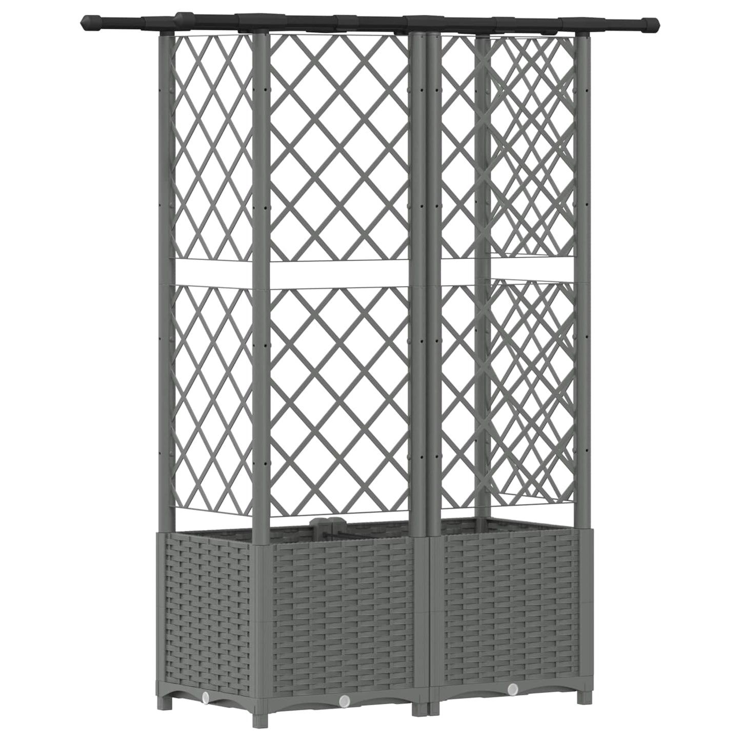 vidaXL Raised Bed with Trellis and Roof Light Grey 124 x 40 x 136 cm