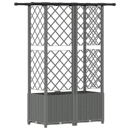 vidaXL Raised Bed with Trellis and Roof Light Grey 124 x 40 x 136 cm