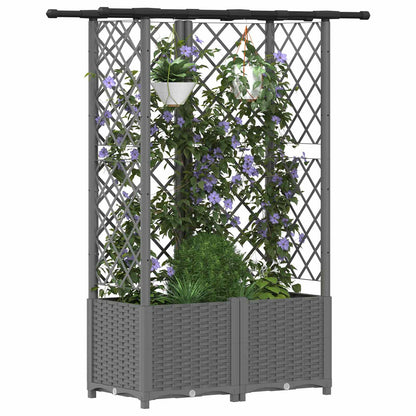 vidaXL Raised Bed with Trellis and Roof Light Grey 124 x 40 x 136 cm