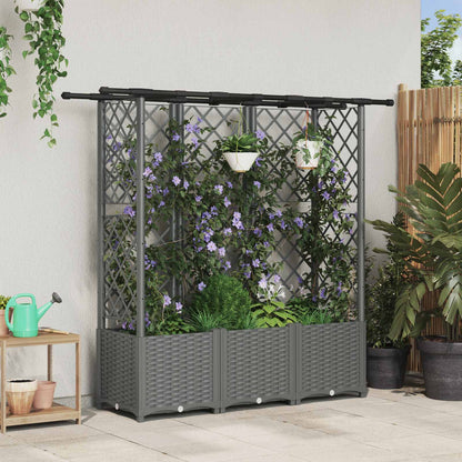 vidaXL Raised Bed with Trellis and Roof Light Grey 163.5 x 40 x 136 cm