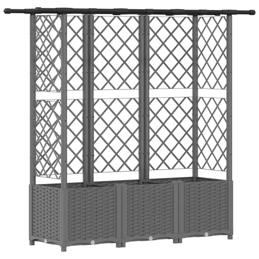 vidaXL Raised Bed with Trellis and Roof Light Grey 163.5 x 40 x 136 cm