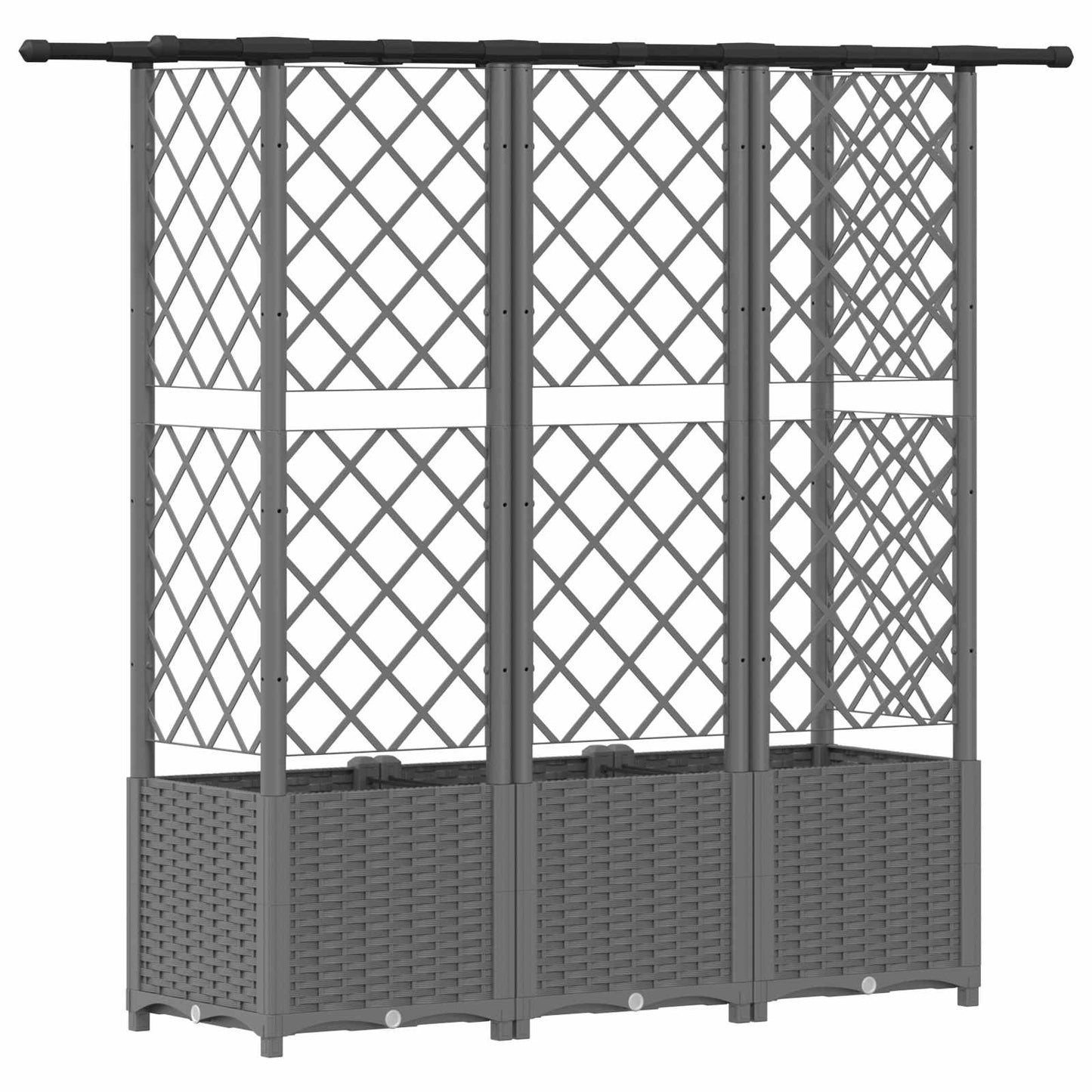 vidaXL Raised Bed with Trellis and Roof Light Grey 163.5 x 40 x 136 cm