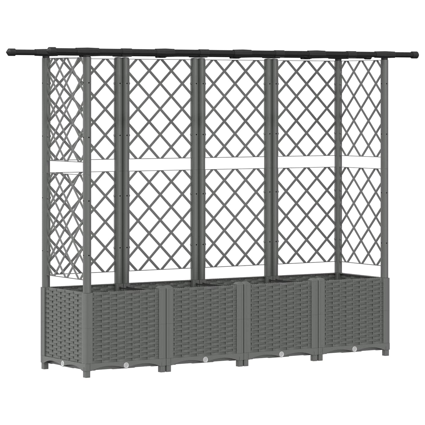 vidaXL Raised Bed with Trellis and Roof Light Grey 202 x 40 x 136 cm
