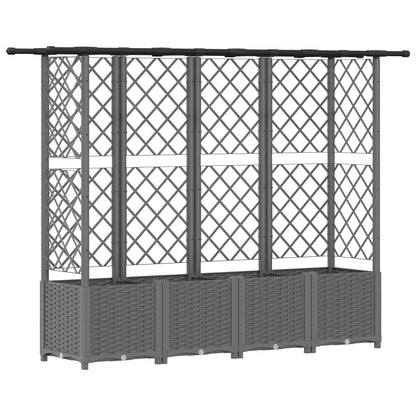 vidaXL Raised Bed with Trellis and Roof Light Grey 202 x 40 x 136 cm