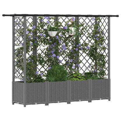 vidaXL Raised Bed with Trellis and Roof Light Grey 202 x 40 x 136 cm