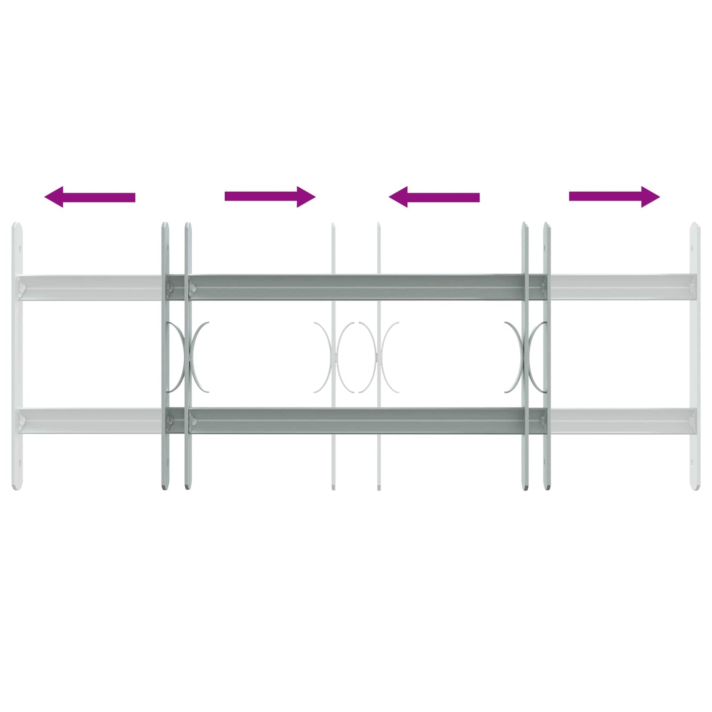 vidaXL Security Grille for Windows with 2 Crossbars 3 pcs 430-740 mm