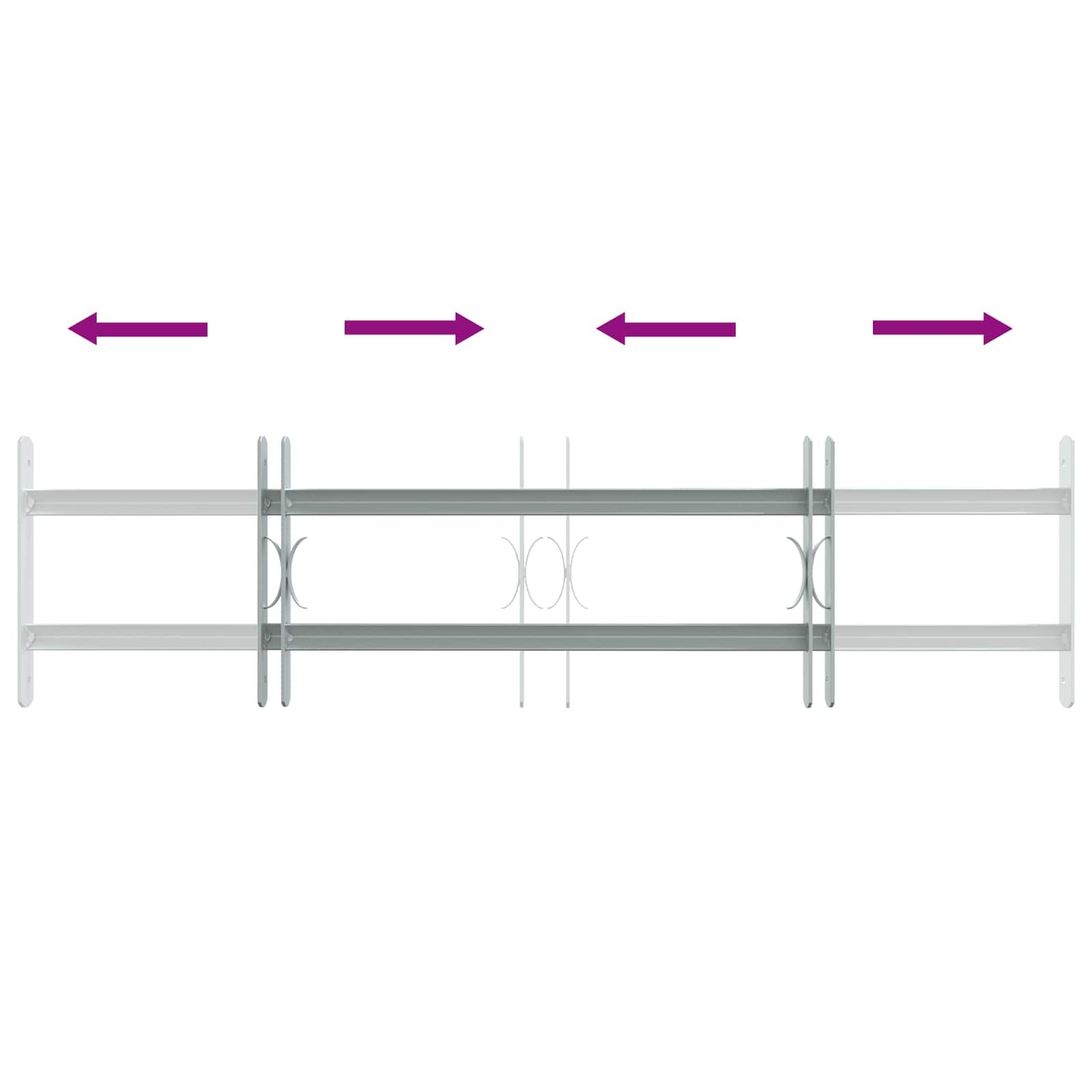 vidaXL Security Grille for Windows with 2 Crossbars 3 pcs 630-1140 mm