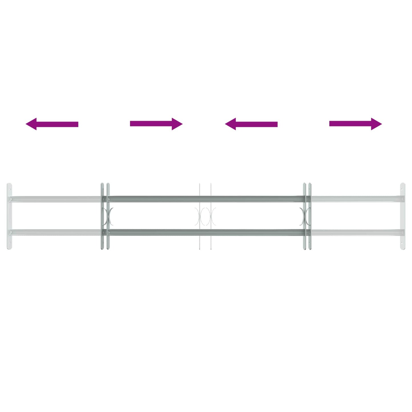 vidaXL Security Grille for Windows with 2 Crossbars 3 pcs 930-1740 mm
