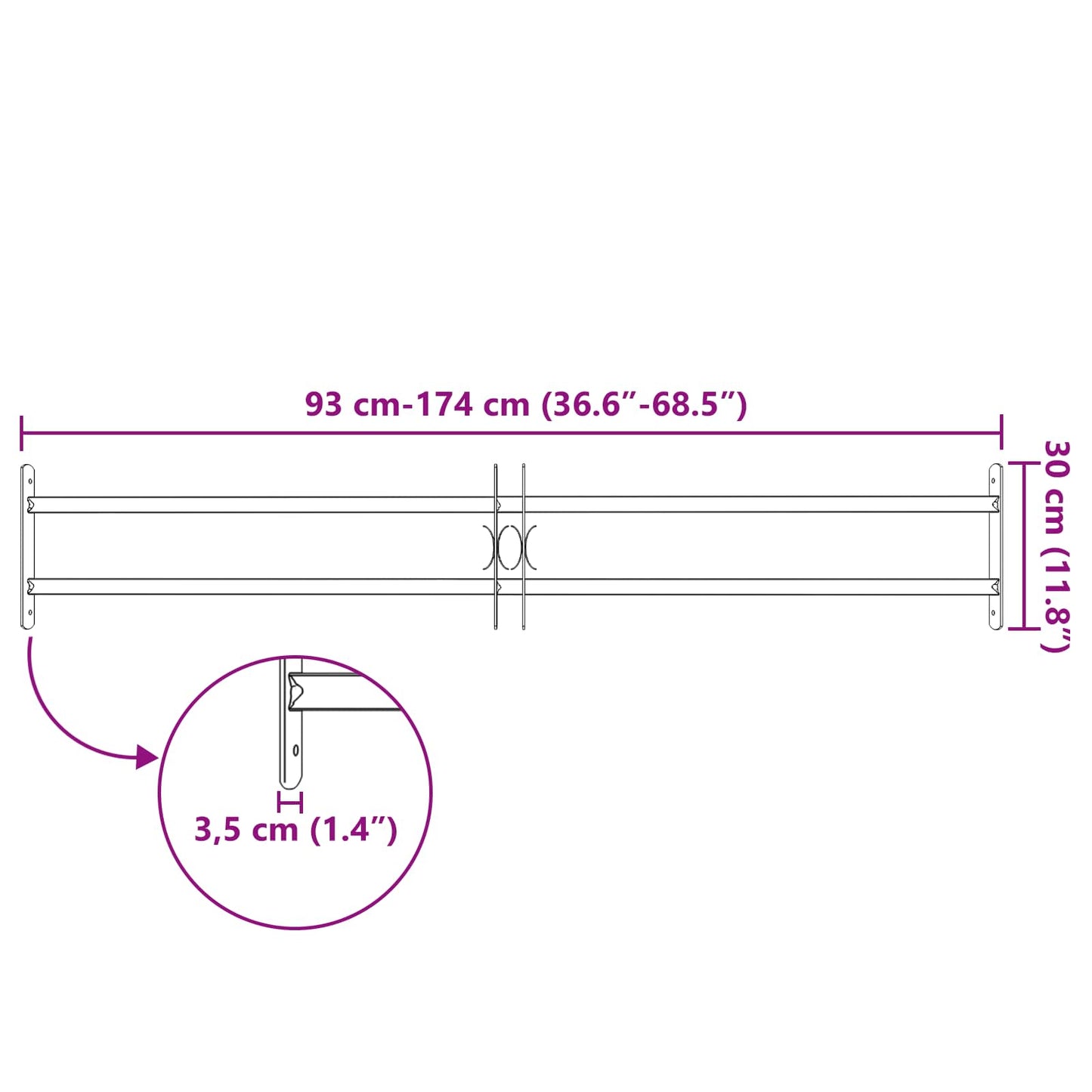 vidaXL Security Grille for Windows with 2 Crossbars 3 pcs 930-1740 mm