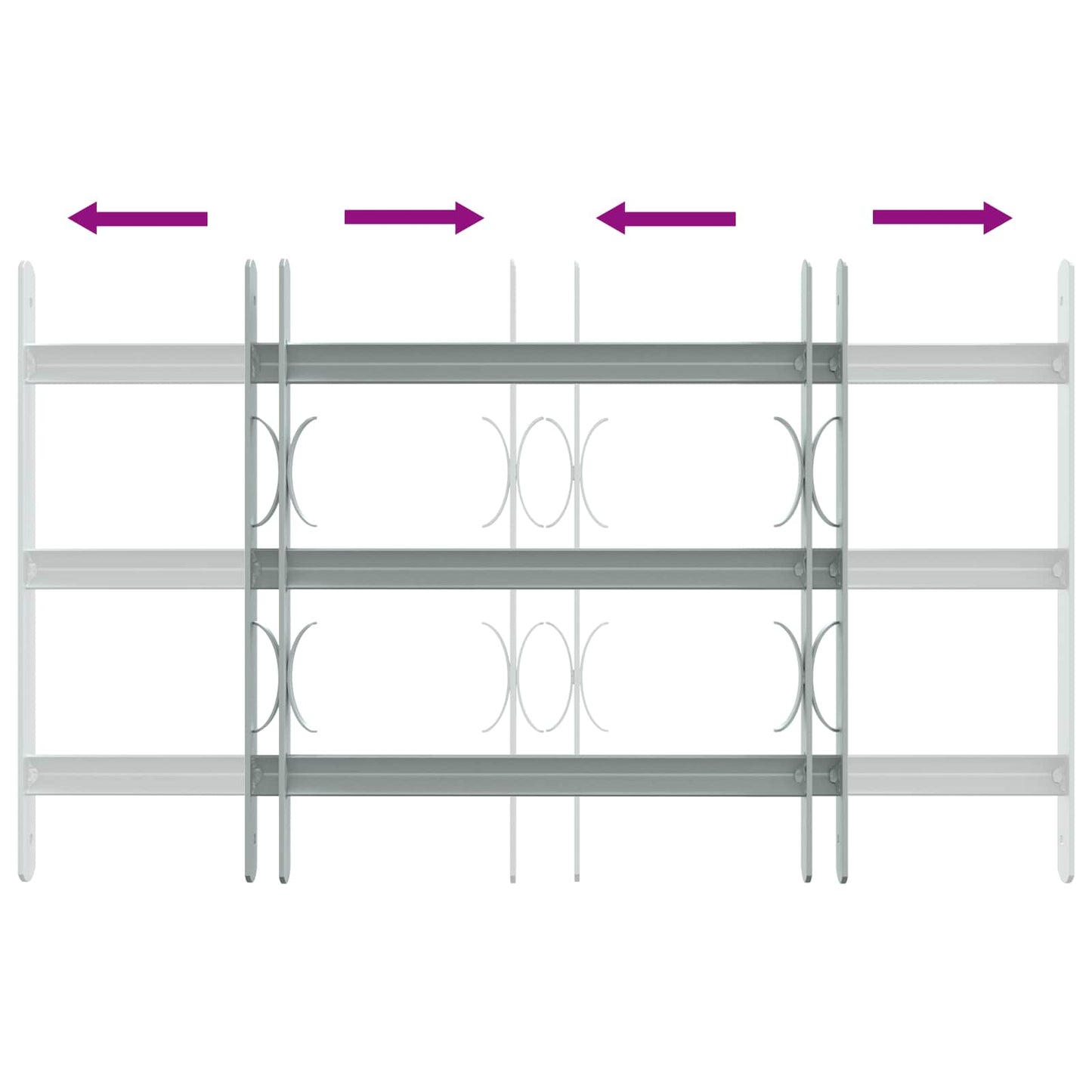 vidaXL Security Grille for Windows with 3 Crossbars 3 pcs 430-740 mm