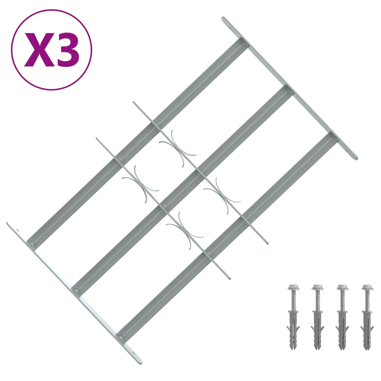 vidaXL Security Grille for Windows with 3 Crossbars 3 pcs 430-740 mm