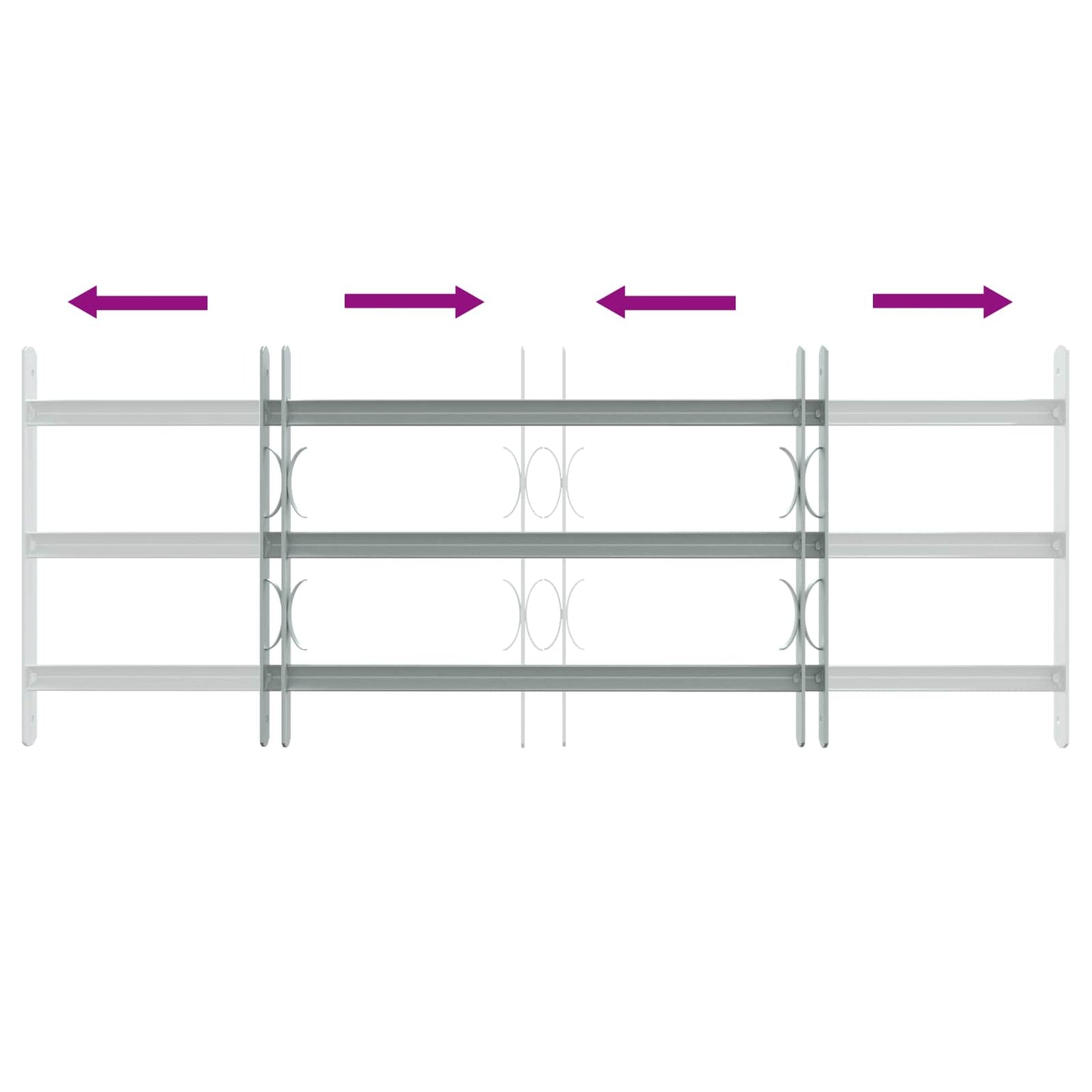 vidaXL Security Grille for Windows with 3 Crossbars 3 pcs 630-1140 mm