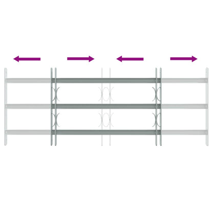 vidaXL Security Grille for Windows with 3 Crossbars 3 pcs 630-1140 mm