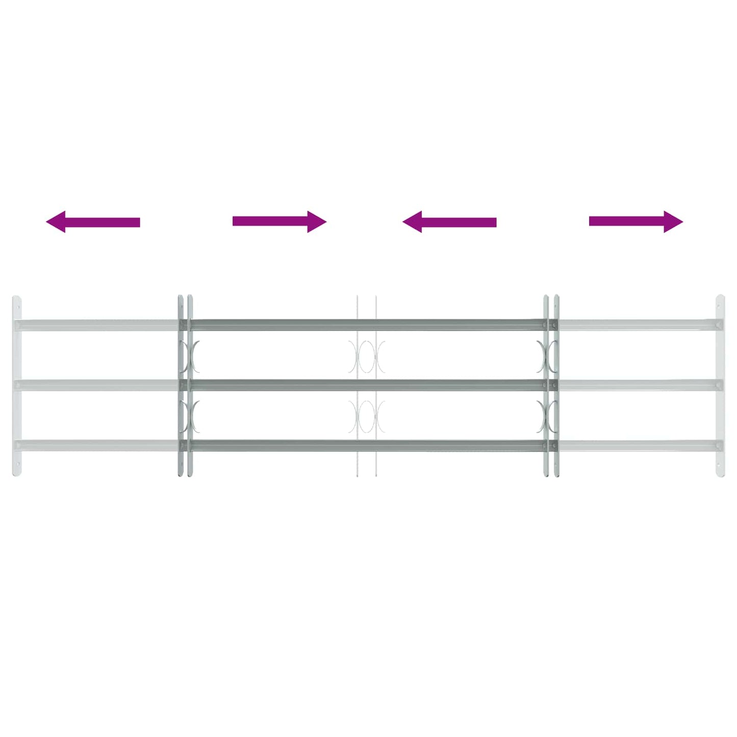 vidaXL Security Grille for Windows with 3 Crossbars 3 pcs 930-1740 mm