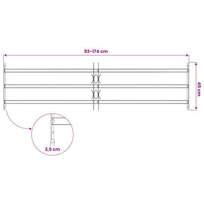 vidaXL Security Grille for Windows with 3 Crossbars 3 pcs 930-1740 mm