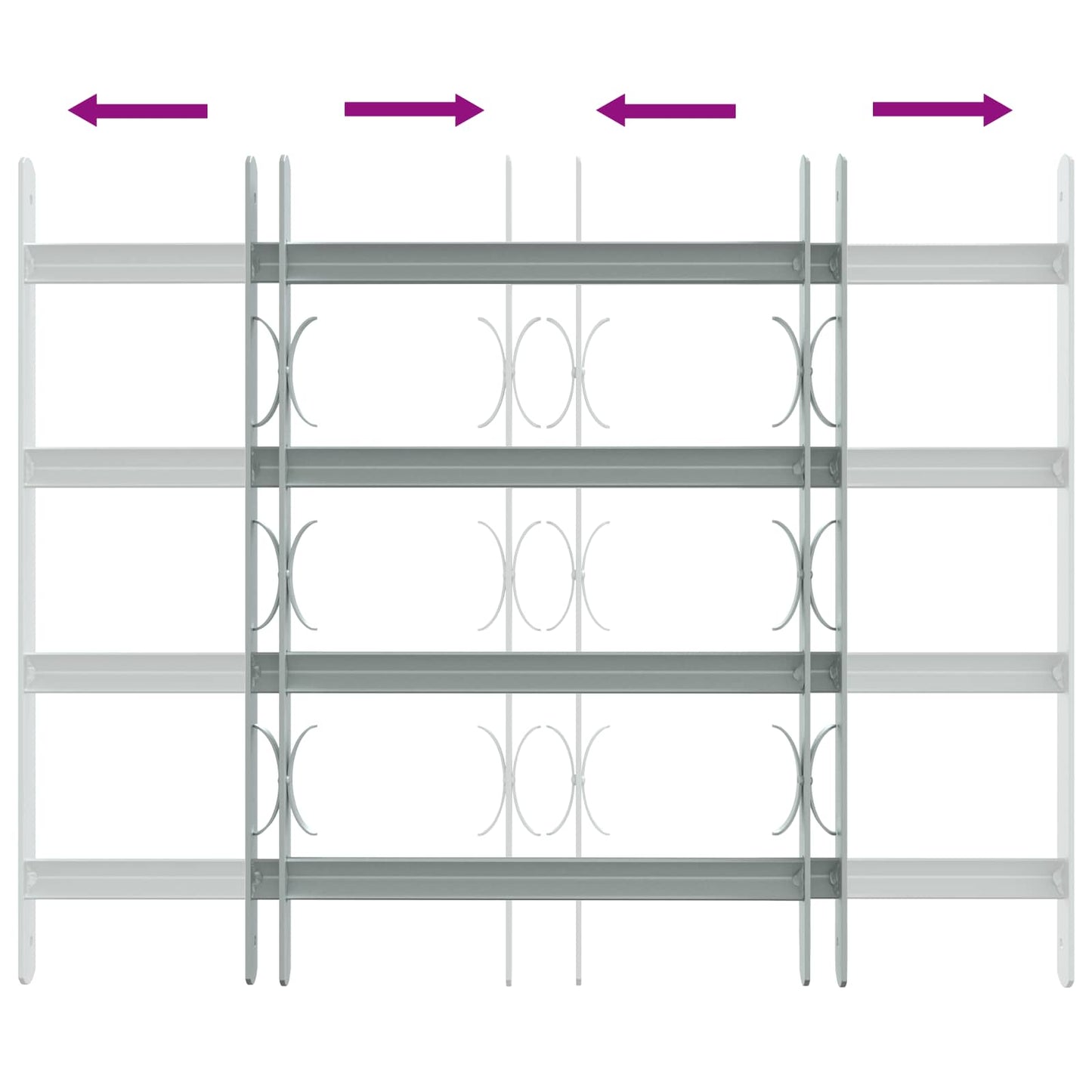 vidaXL Security Grille for Windows with 4 Crossbars 3 pcs 430-740 mm