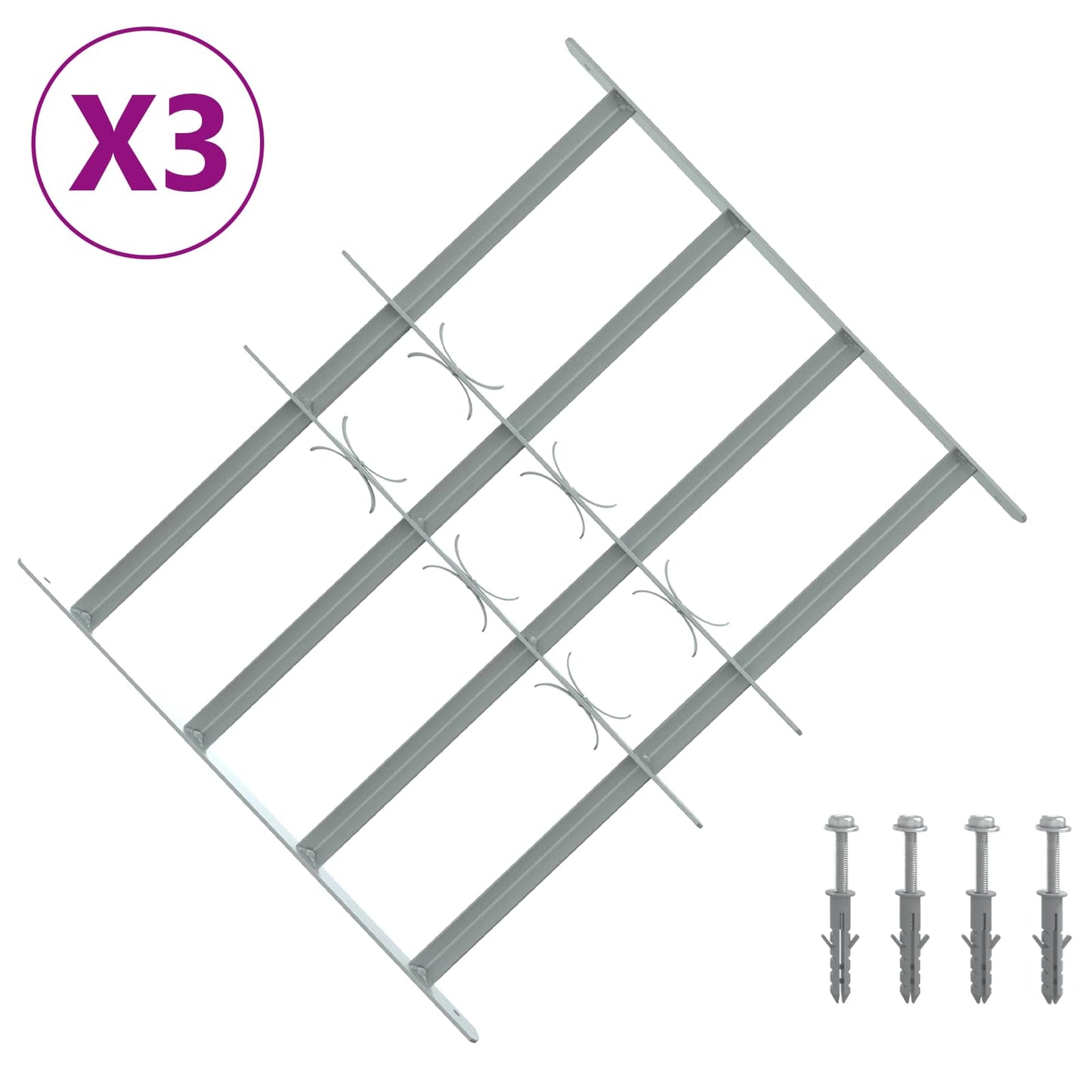 vidaXL Security Grille for Windows with 4 Crossbars 3 pcs 430-740 mm