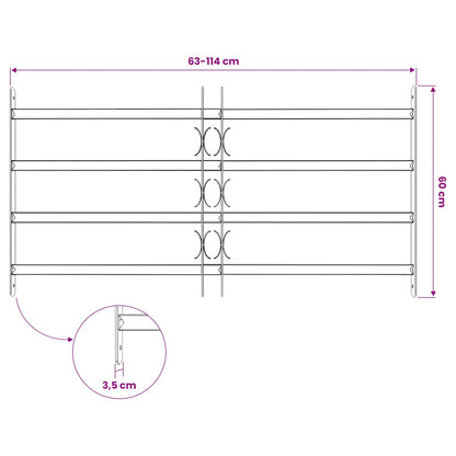 vidaXL Security Grille for Windows with 4 Crossbars 3 pcs 630-1140 mm
