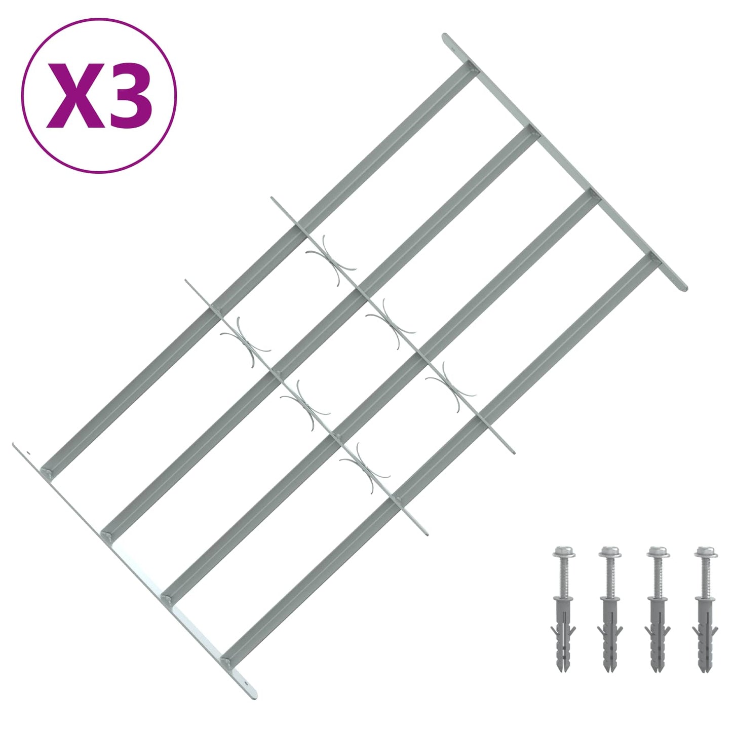 vidaXL Security Grille for Windows with 4 Crossbars 3 pcs 630-1140 mm