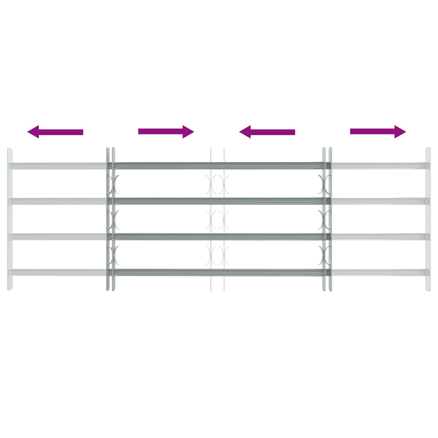 vidaXL Security Grille for Windows with 4 Crossbars 3 pcs 930-1740 mm