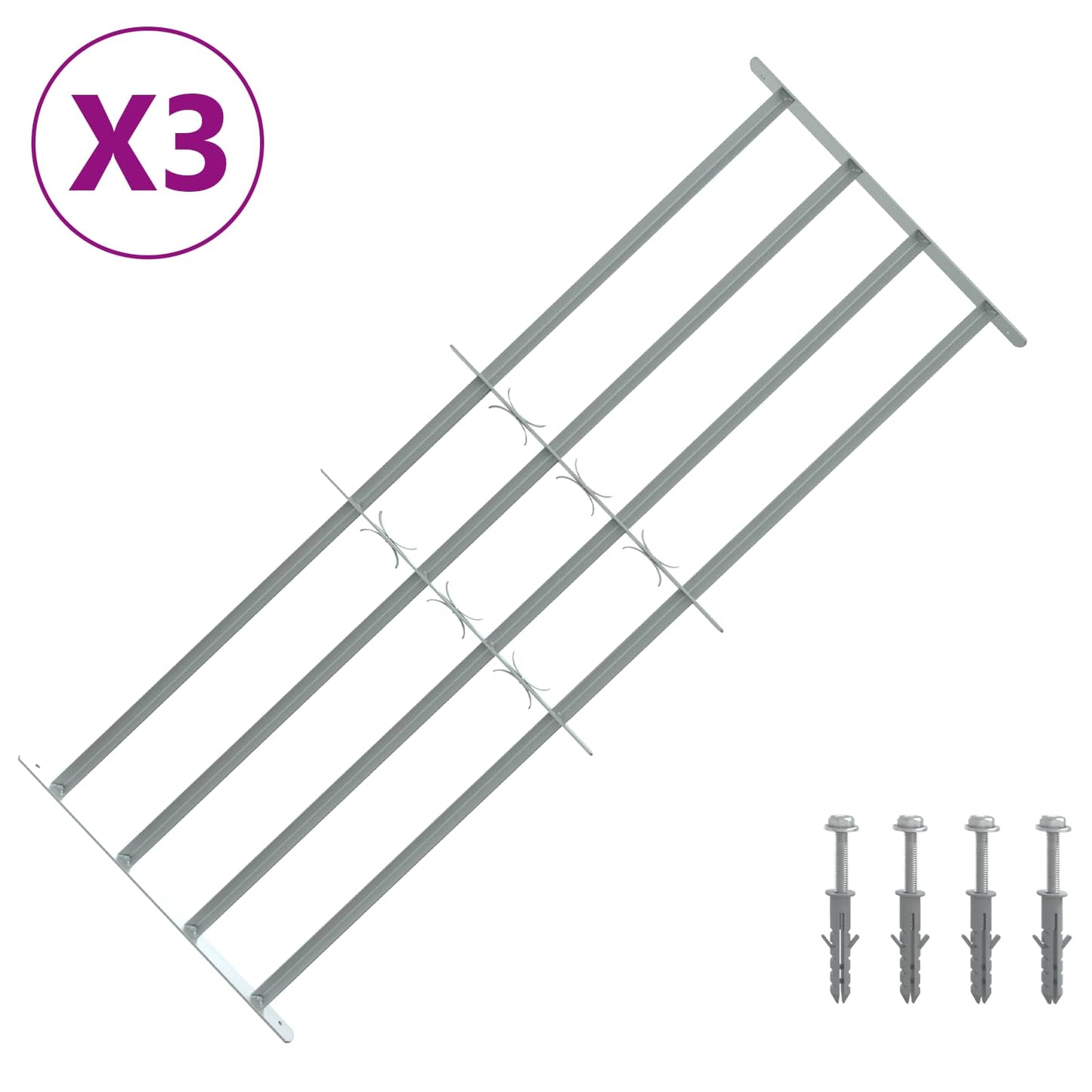 vidaXL Security Grille for Windows with 4 Crossbars 3 pcs 930-1740 mm