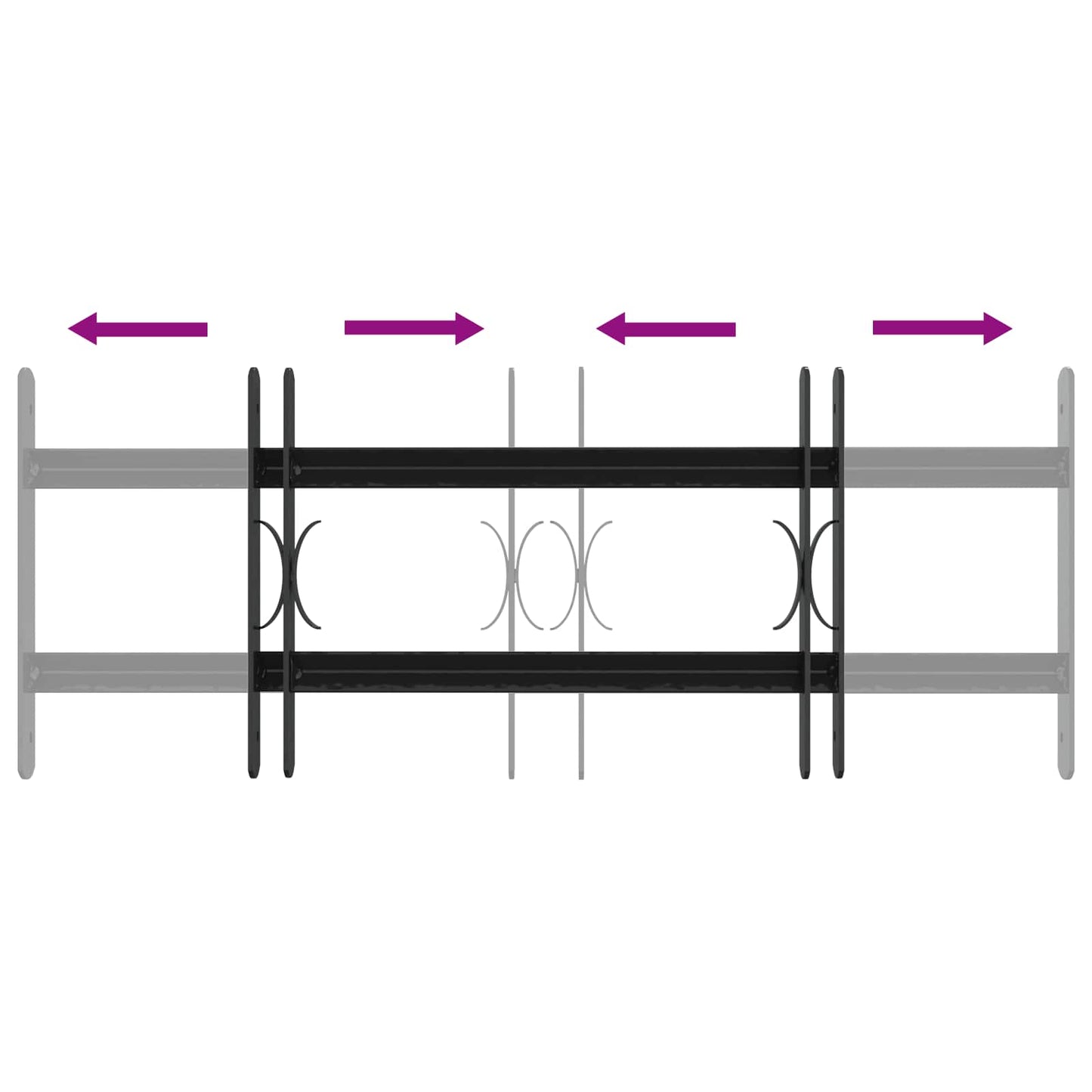 vidaXL Security Grille for Windows with 2 Crossbars 3 pcs 43-74 cm