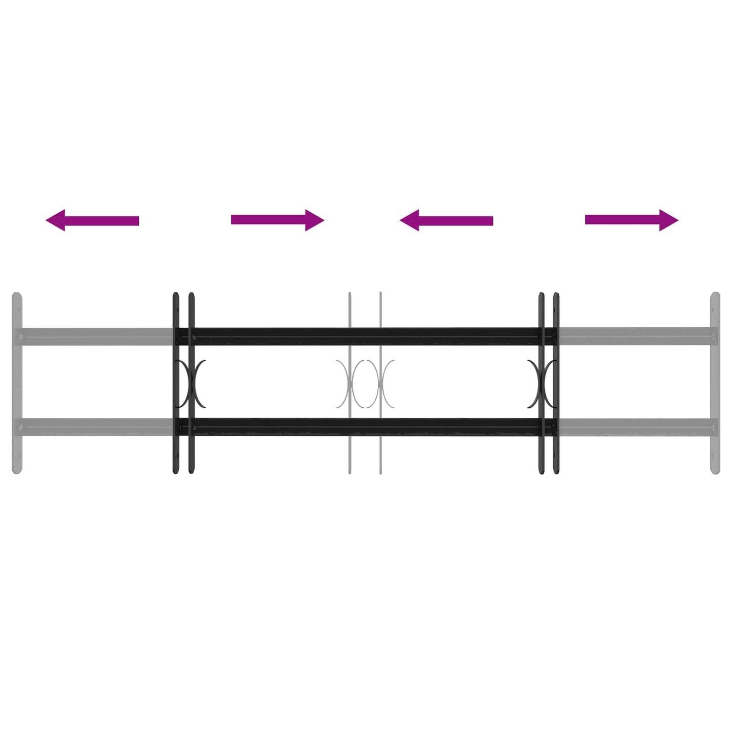 vidaXL Security Grille for Windows with 2 Crossbars 3 pcs 63-114 cm