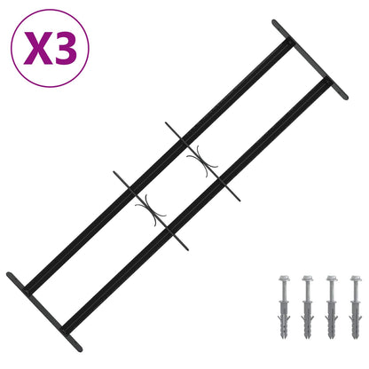 vidaXL Security Grille for Windows with 2 Crossbars 3 pcs 63-114 cm