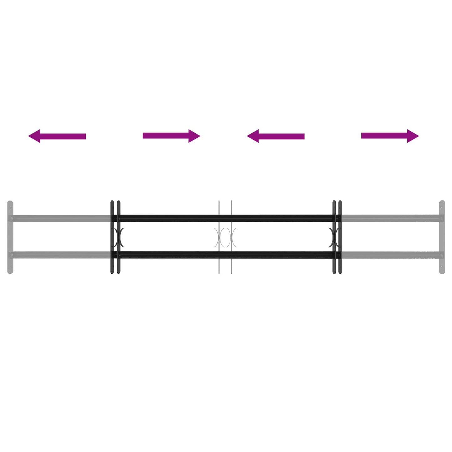 vidaXL Security Grille for Windows with 2 Crossbars 3 pcs 93-174 cm