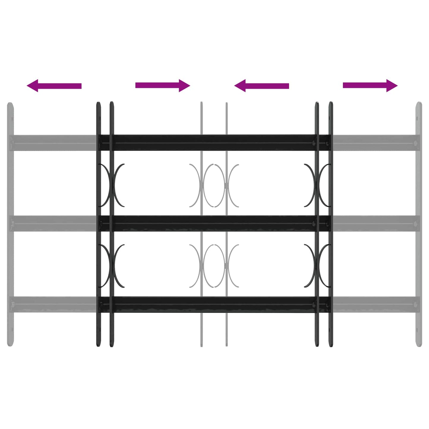 vidaXL Security Grille for Windows with 3 Crossbars 3 pcs 43-74 cm