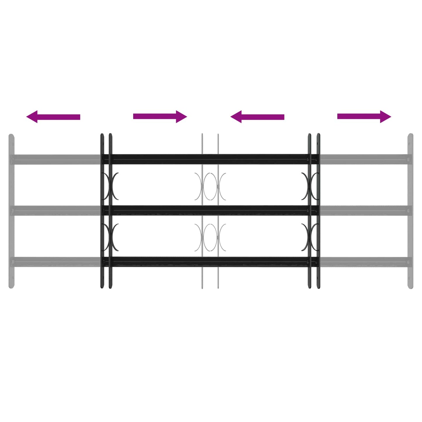vidaXL Security Grille for Windows with 3 Crossbars 3 pcs 63-114 cm