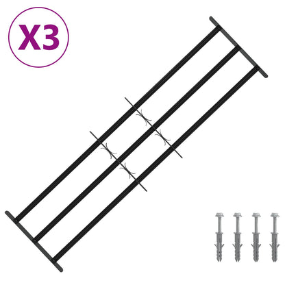 vidaXL Security Grille for Windows with 3 Crossbars 3 pcs 93-174 cm