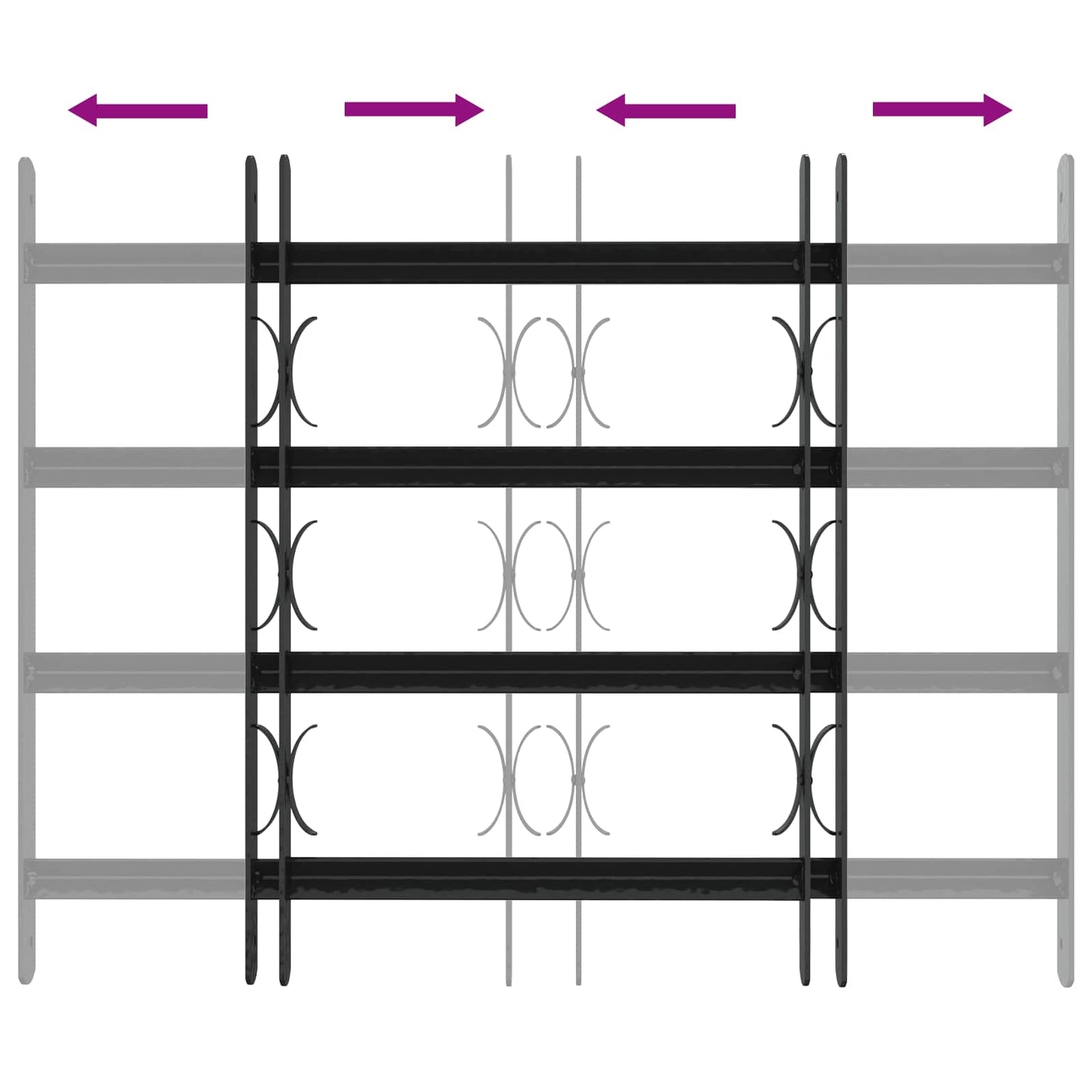 vidaXL Security Grille for Windows with 4 Crossbars 3 pcs 43-74 cm