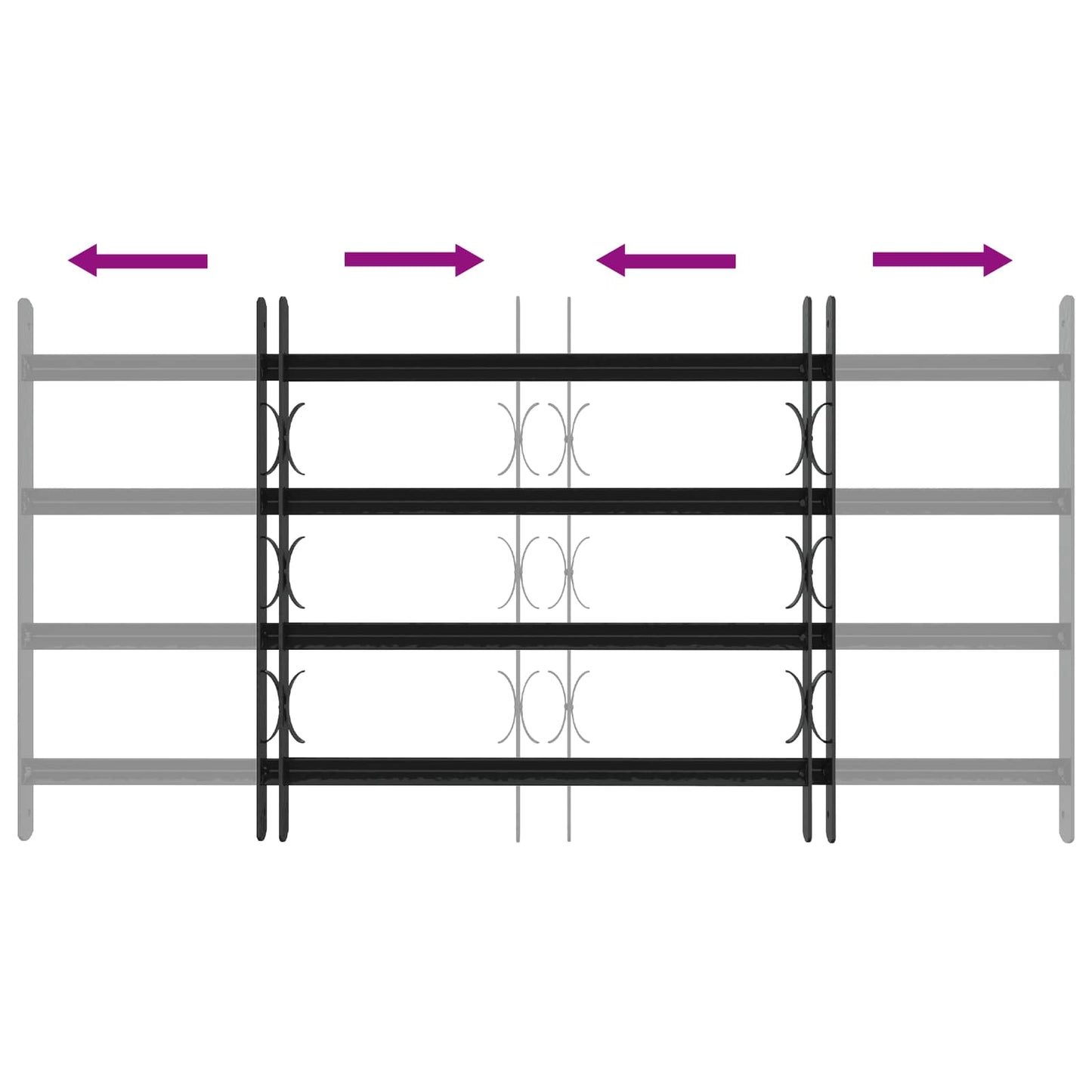 vidaXL Security Grille for Windows with 4 Crossbars 3 pcs 63-114 cm
