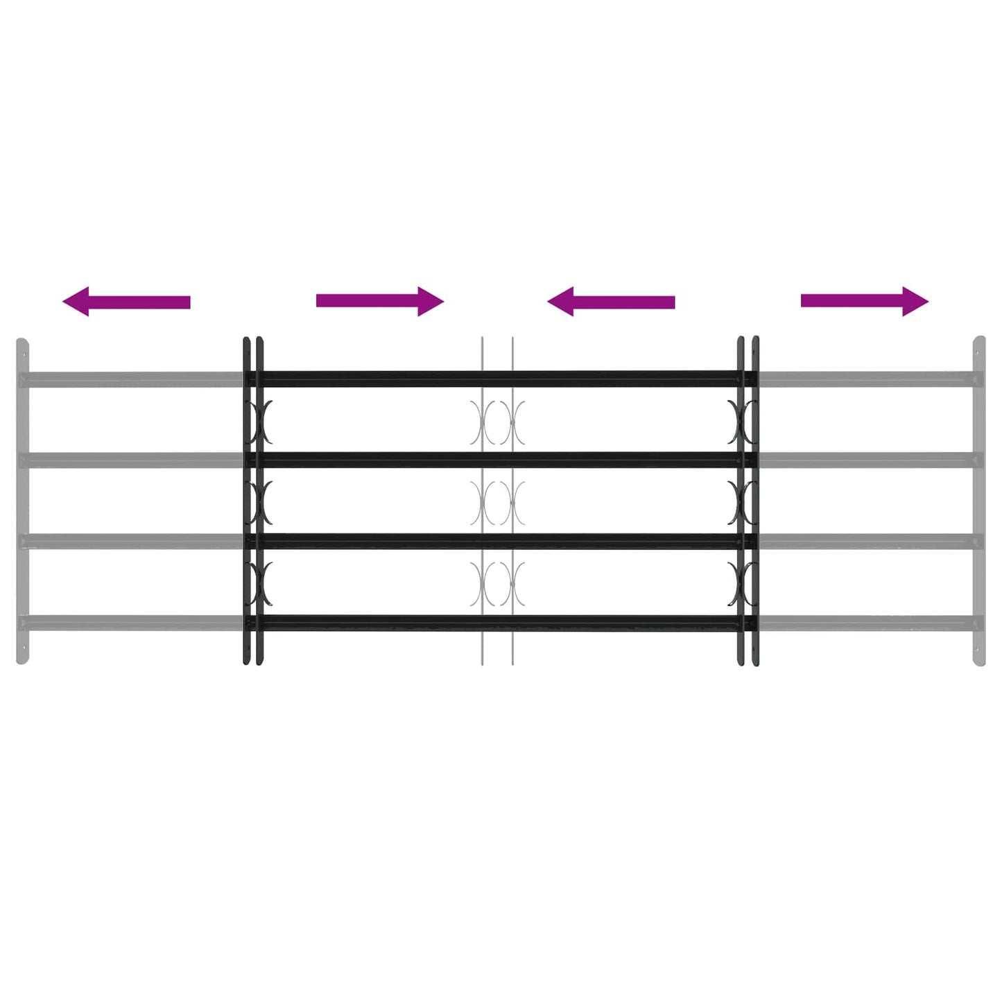 vidaXL Security Grille for Windows with 4 Crossbars 3 pcs 93-174 cm